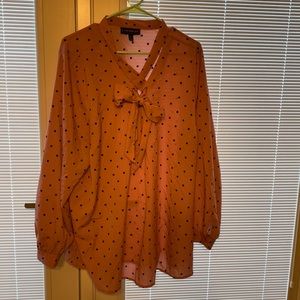 Lane Bryant pink polkadot blouse size 22/24